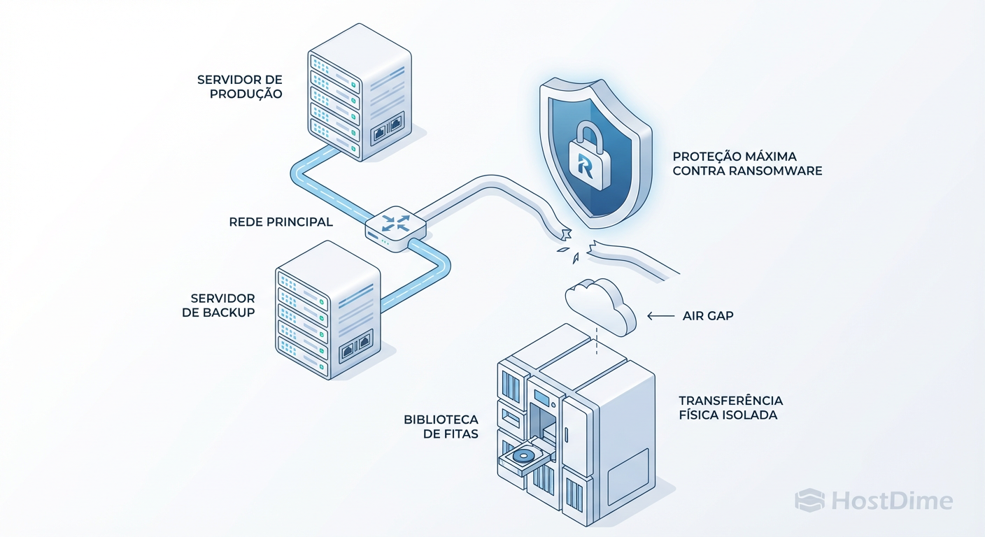A Última Linha de Defesa: O Air Gap físico transforma a fita de 'velharia' em 'cofre de segurança máxima' contra ataques de criptografia.
