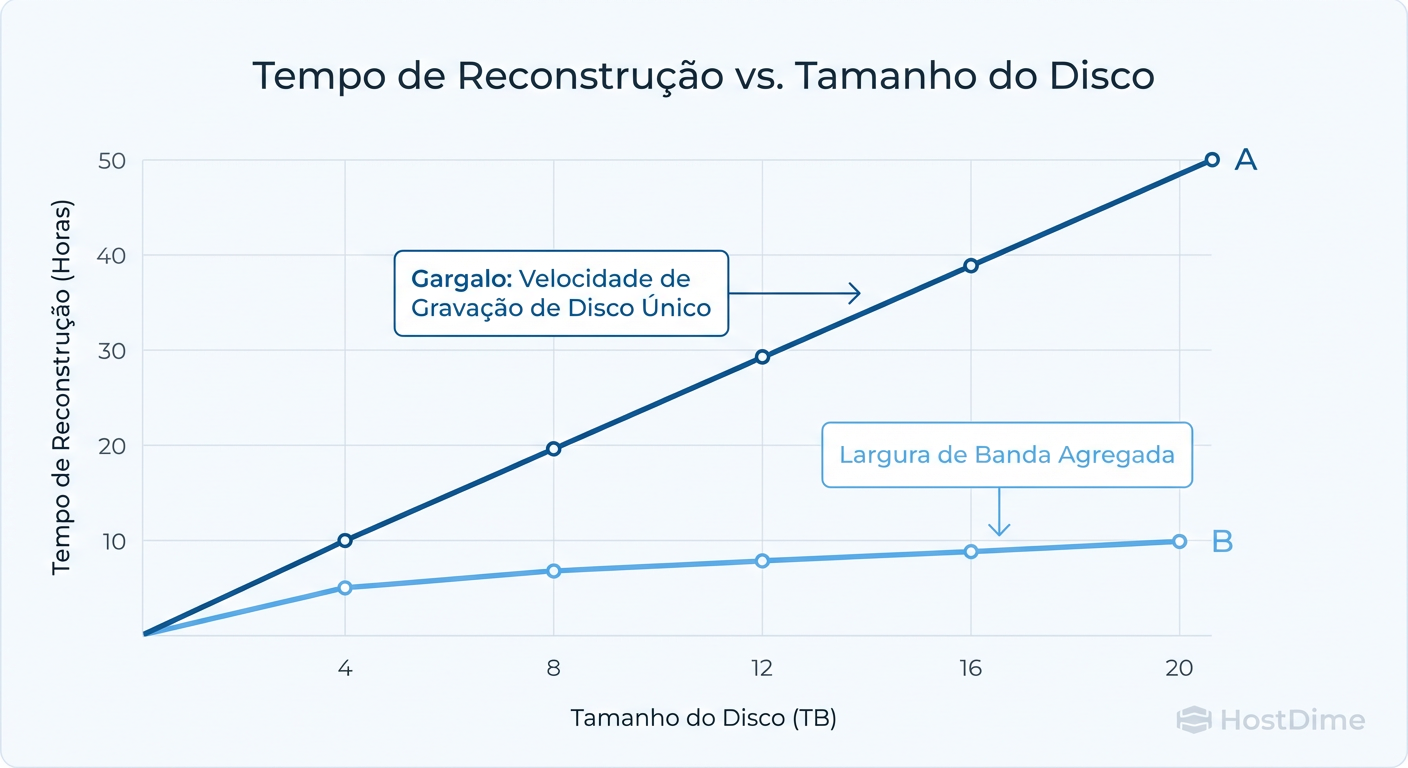 O Gargalo da Física: Por que discos de 20TB tornam os Hot Spares tradicionais perigosos devido ao tempo excessivo de reconstrução.
