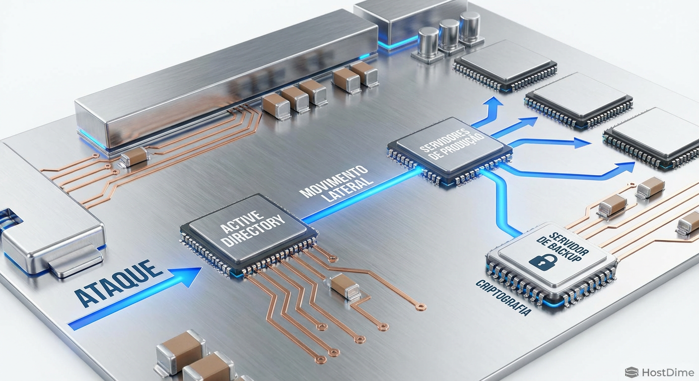 O caminho do desastre: Movimentação lateral do AD para o Backup Storage.
