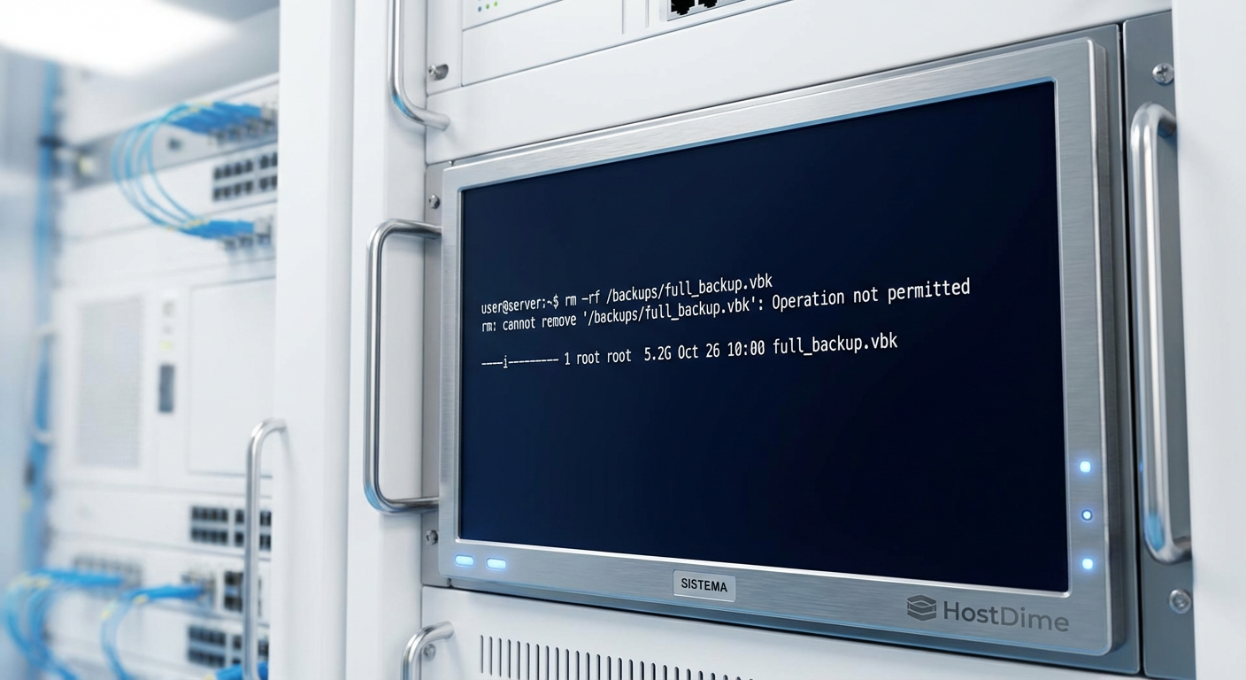 O comando da morte falhando diante da flag de imutabilidade.