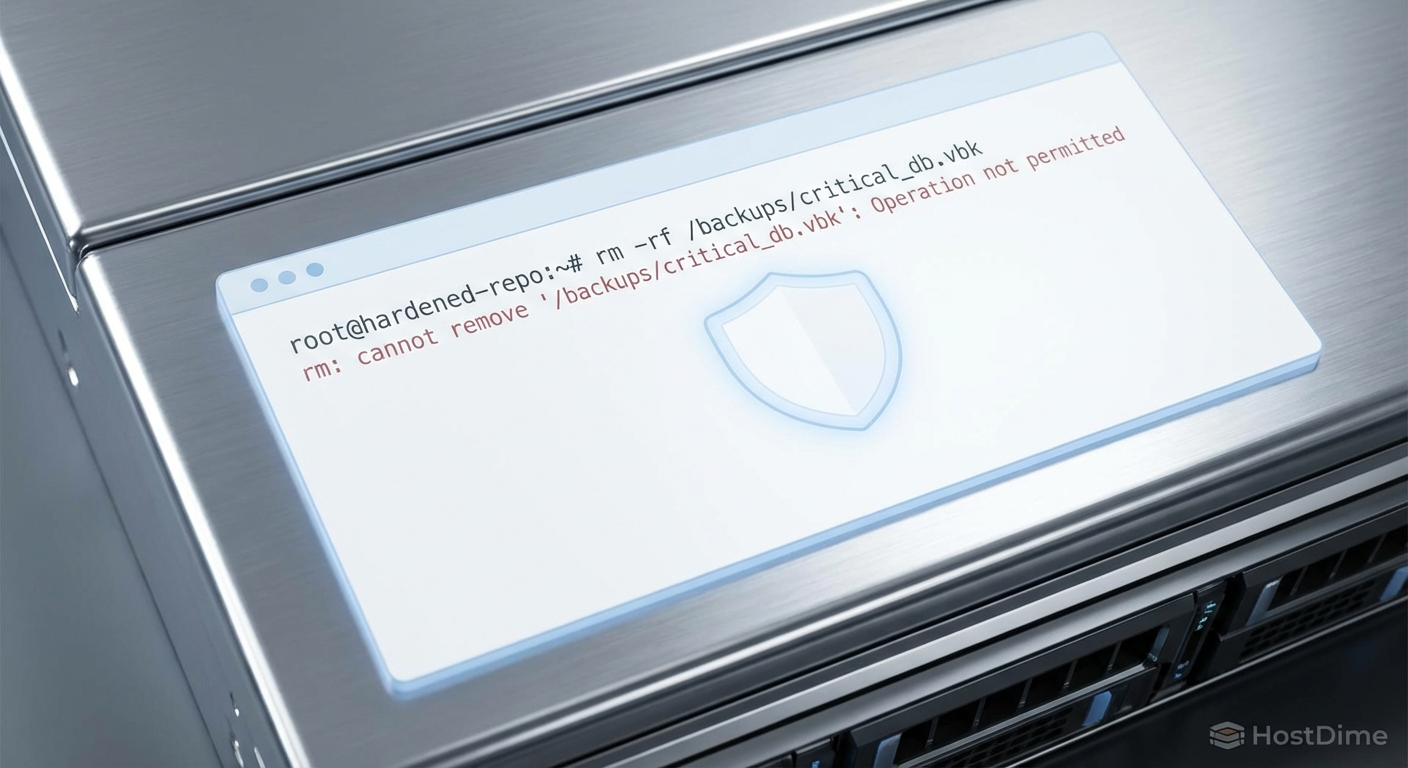 A prova real: O terminal Linux rejeitando o comando de deleção do usuário root devido à flag de imutabilidade.