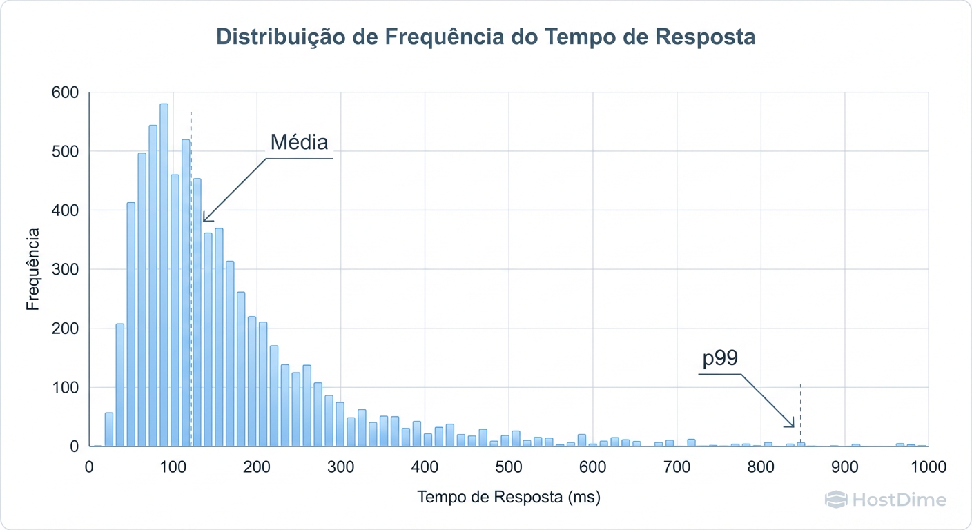 Fig. 3: Distribuição de frequência demonstrando a 'Cauda Longa' (Long Tail) onde residem os problemas de performance.