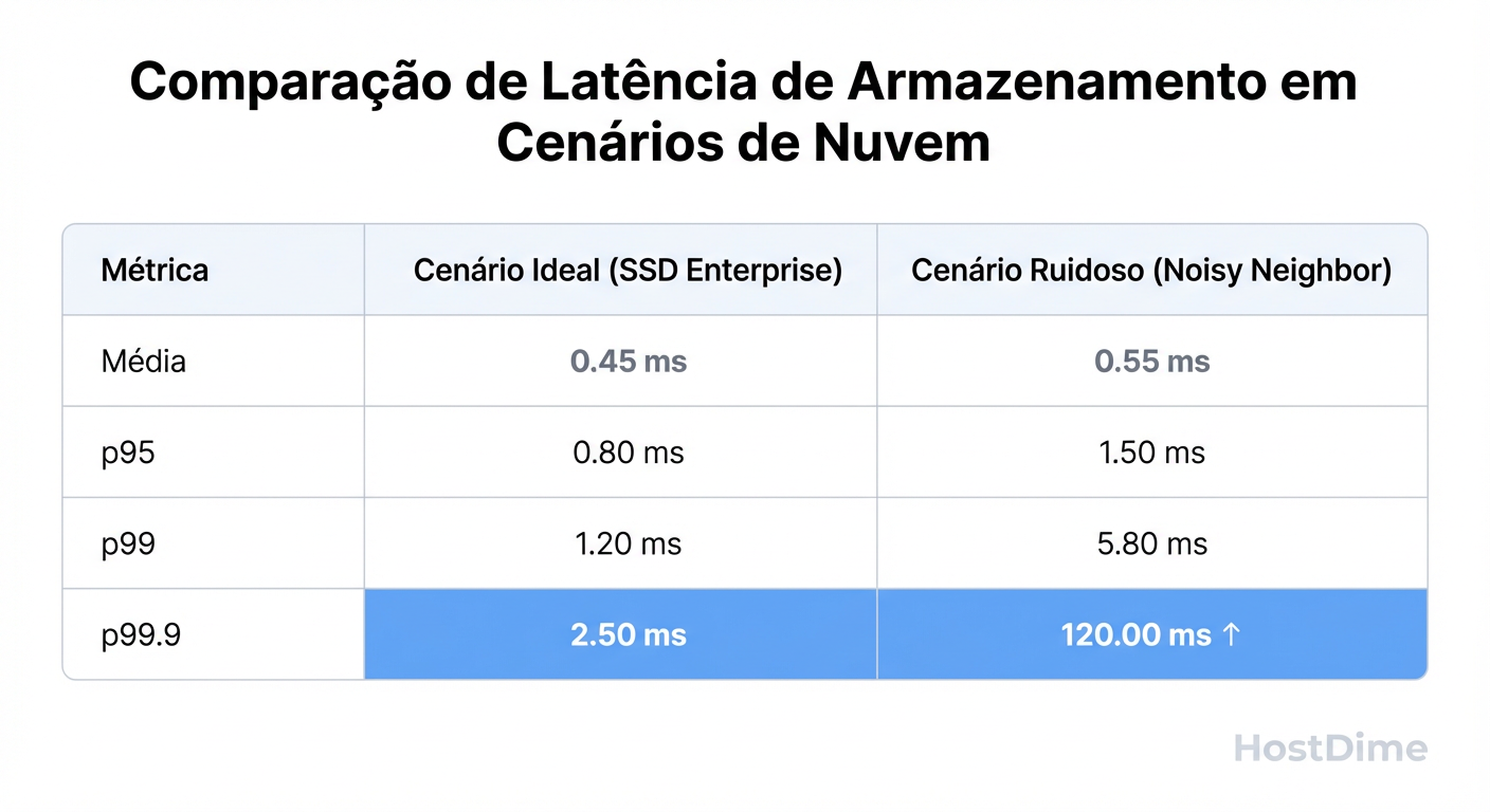 Fig. 5: Tabela comparativa de resultados brutos sob estresse de I/O.