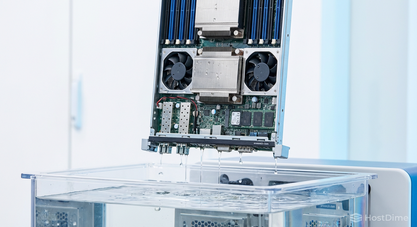 Servidor sendo extraído do tanque: o 