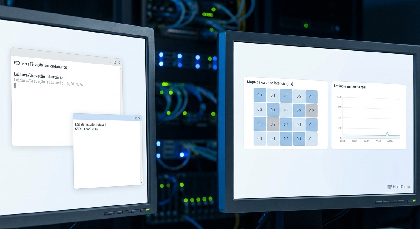 Engenheiro de infraestrutura analisando logs de verificação de estado estacionário e mapas de calor de latência.