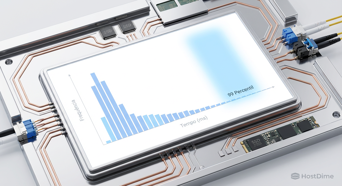 Legenda: A latência de cauda (p99) é o verdadeiro inimigo em sistemas distribuídos. Um único drive lento pode degradar a performance de todo o cluster devido à espera por quórum.