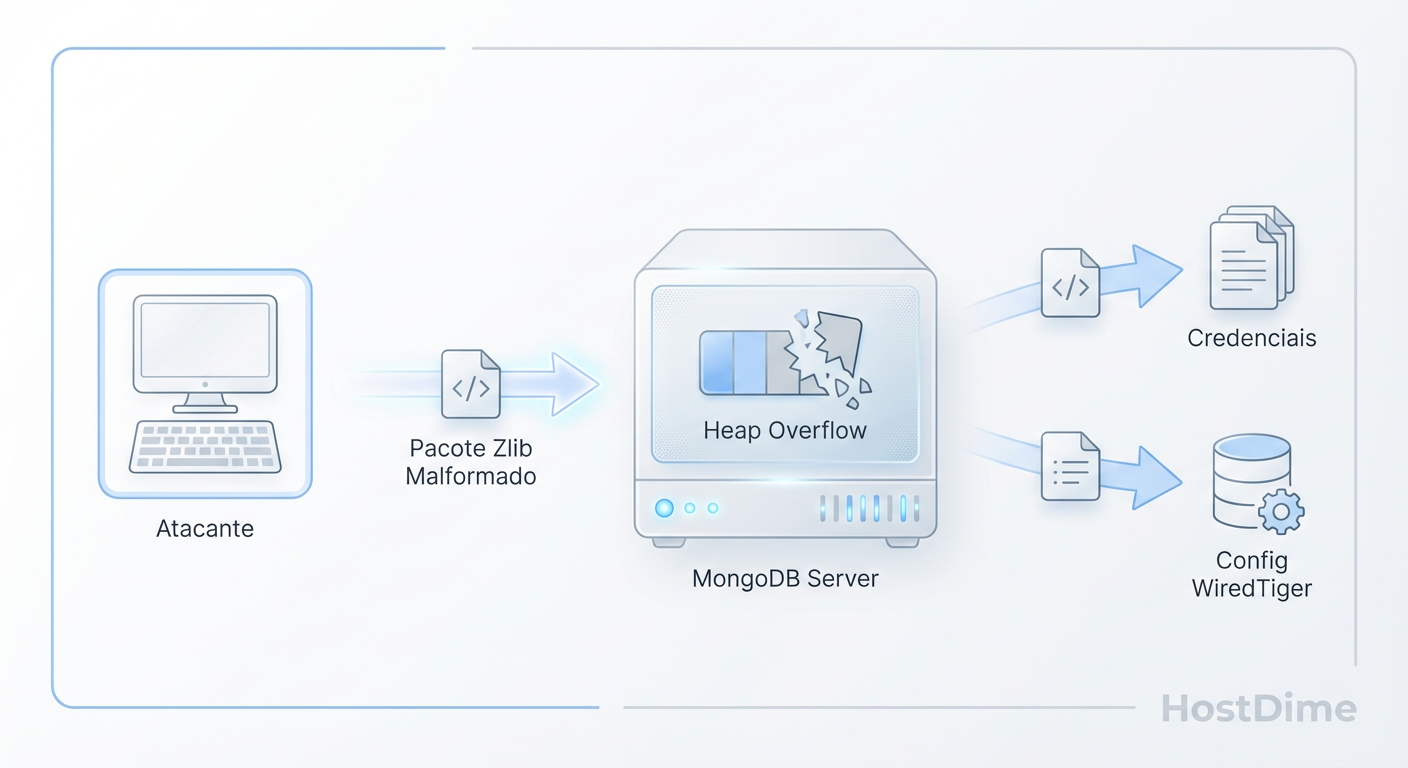 Fig. 1: O mecanismo de vazamento de memória heap via pacote zlib manipulado (CVE-2025-14847).