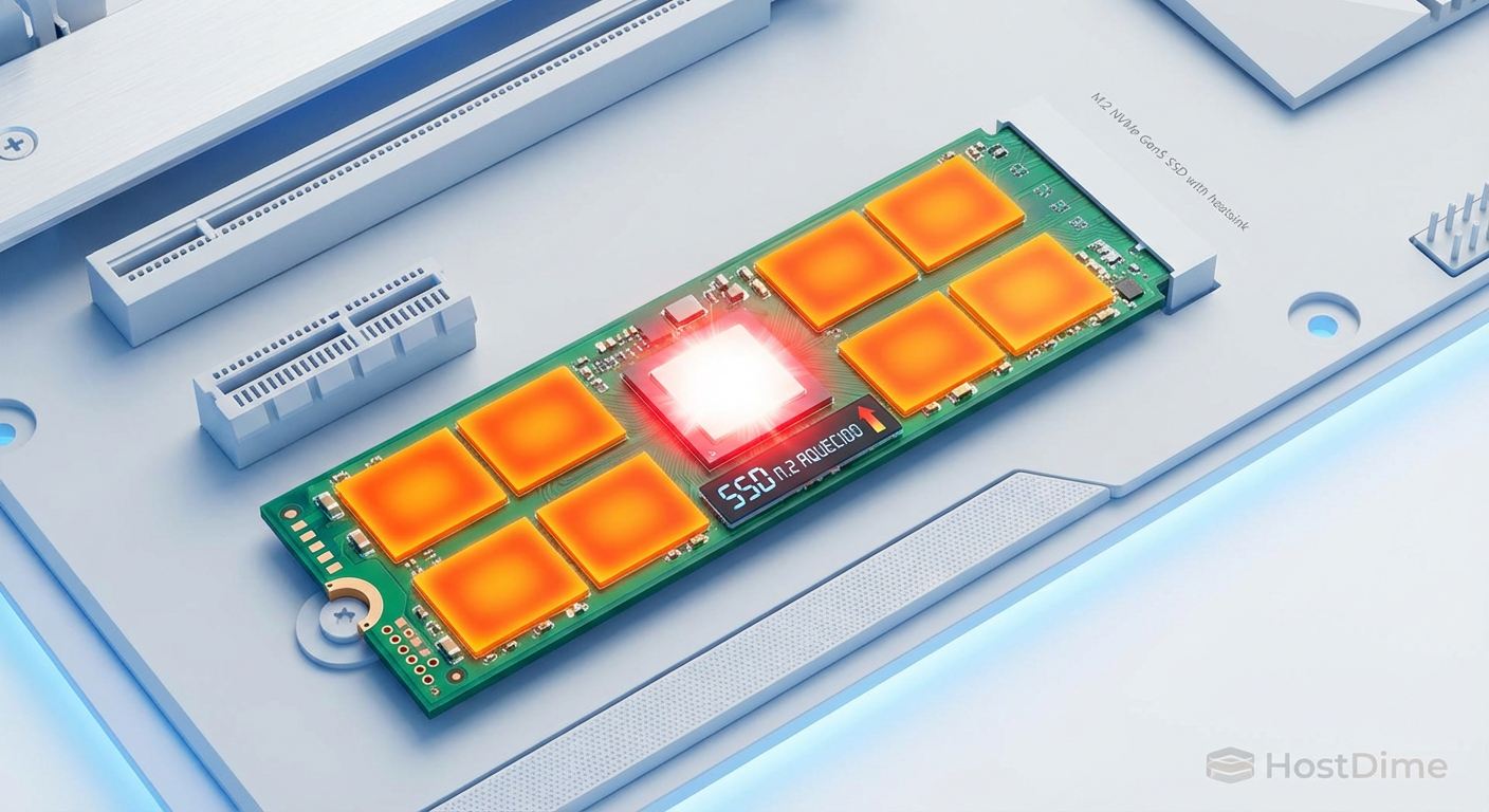 Análise térmica de um controlador Gen5 sem dissipador: o ponto quente central ultrapassa rapidamente os limites operacionais, forçando o desligamento de segurança.