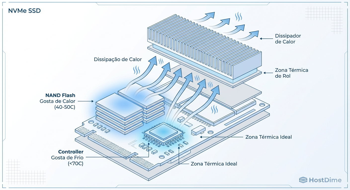 Diagrama Térmico: O conflito de interesses entre a memória NAND e a Controladora.