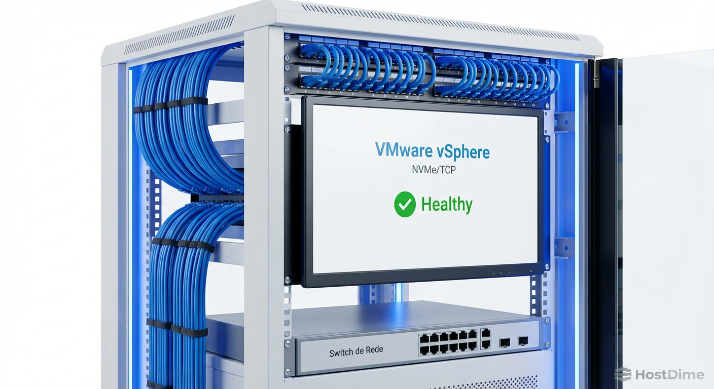 A integração nativa do NVMe/TCP em ambientes virtualizados modernos como VMware.
