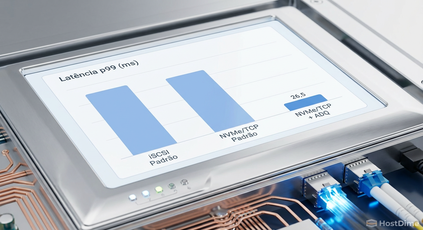 Fig. 3: Impacto da otimização de filas na latência de cauda (p99) em cargas transacionais.