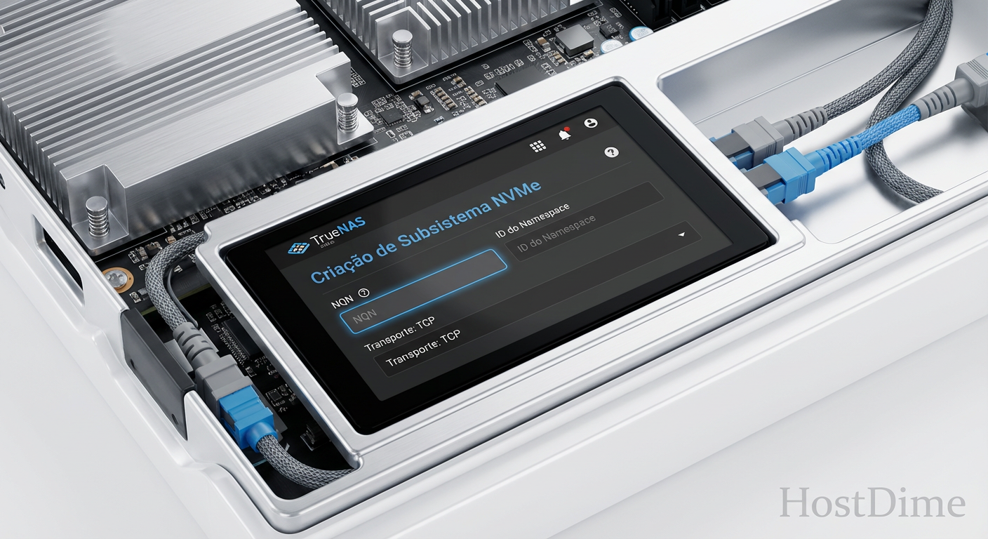 Interface do TrueNAS Scale configurando um Subsystem NVMe: simplicidade visual para uma tecnologia complexa.