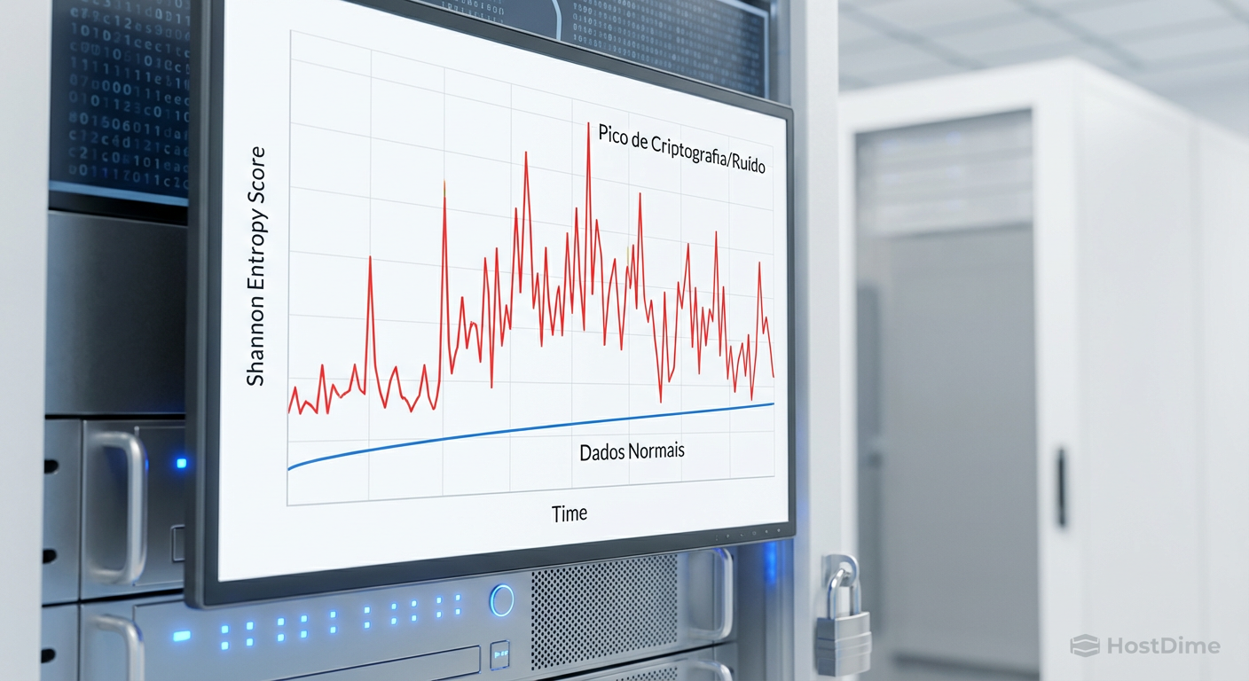 Fig. 2: Análise de Entropia Inline. Picos repentinos na aleatoriedade dos blocos de dados são o principal indicador de atividade de ransomware ou corrupção massiva.