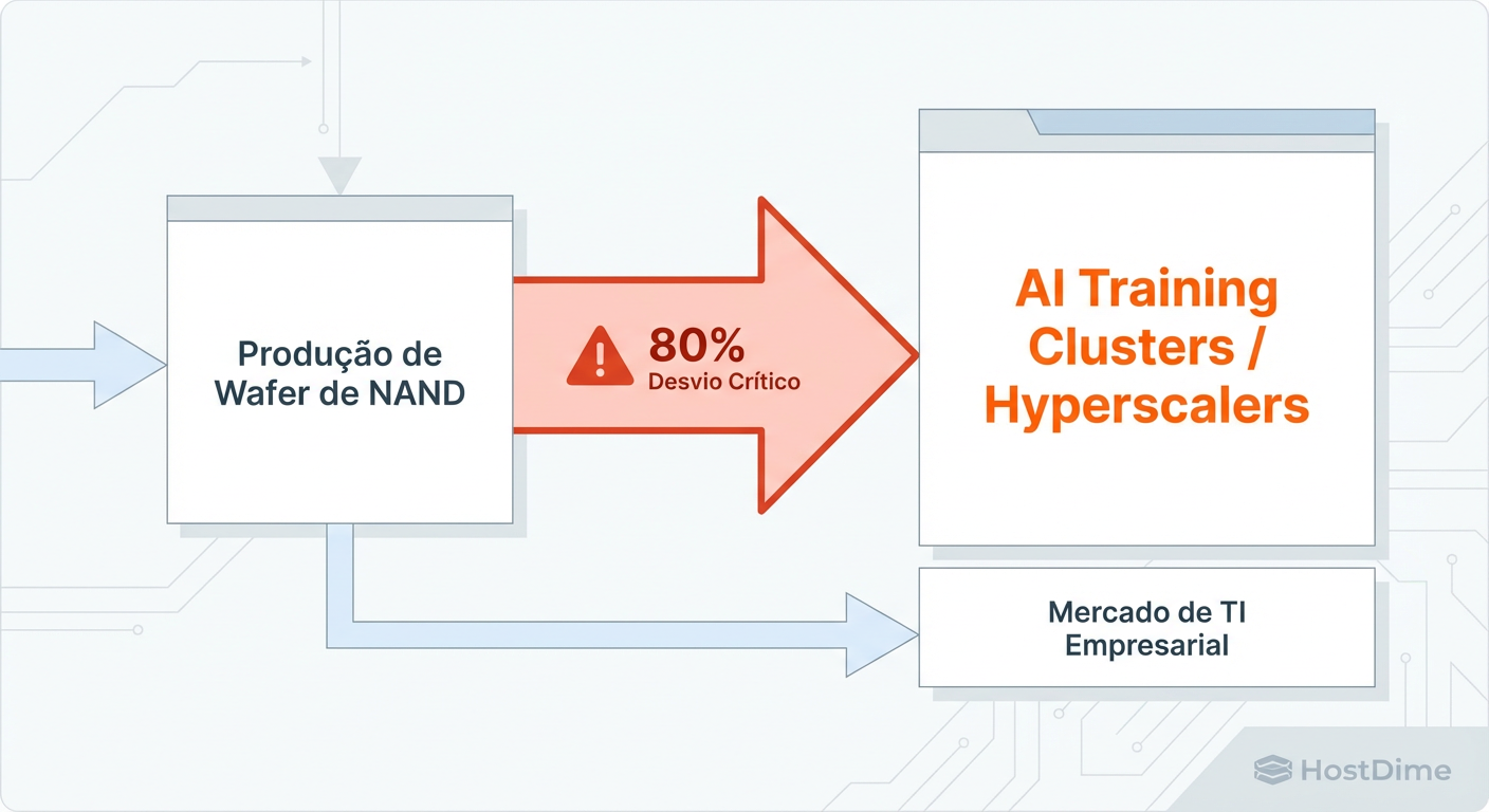 O Funil da Escassez de NAND: Para onde estão indo os Wafers em 2025.