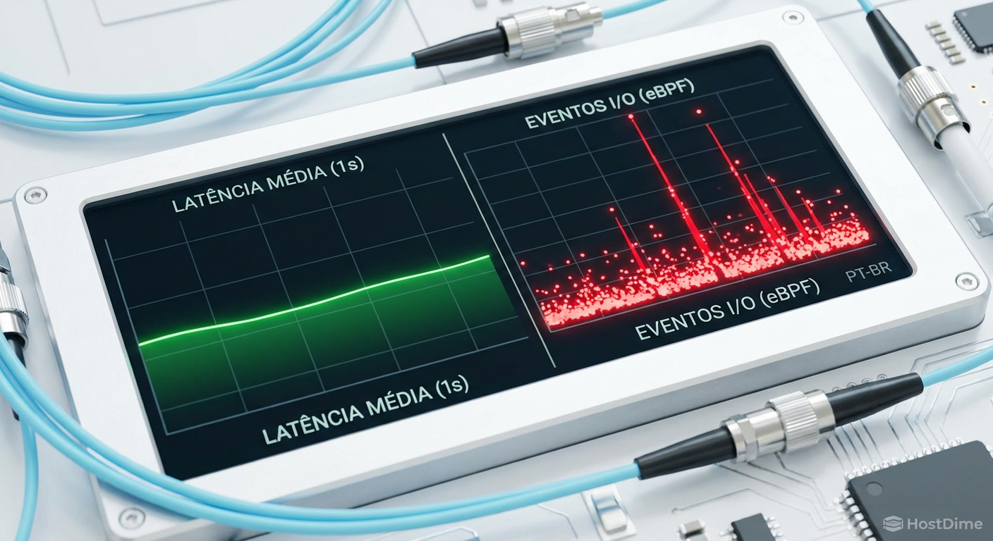 Comparativo visual entre a ilusão da média e a realidade dos eventos individuais de I/O.