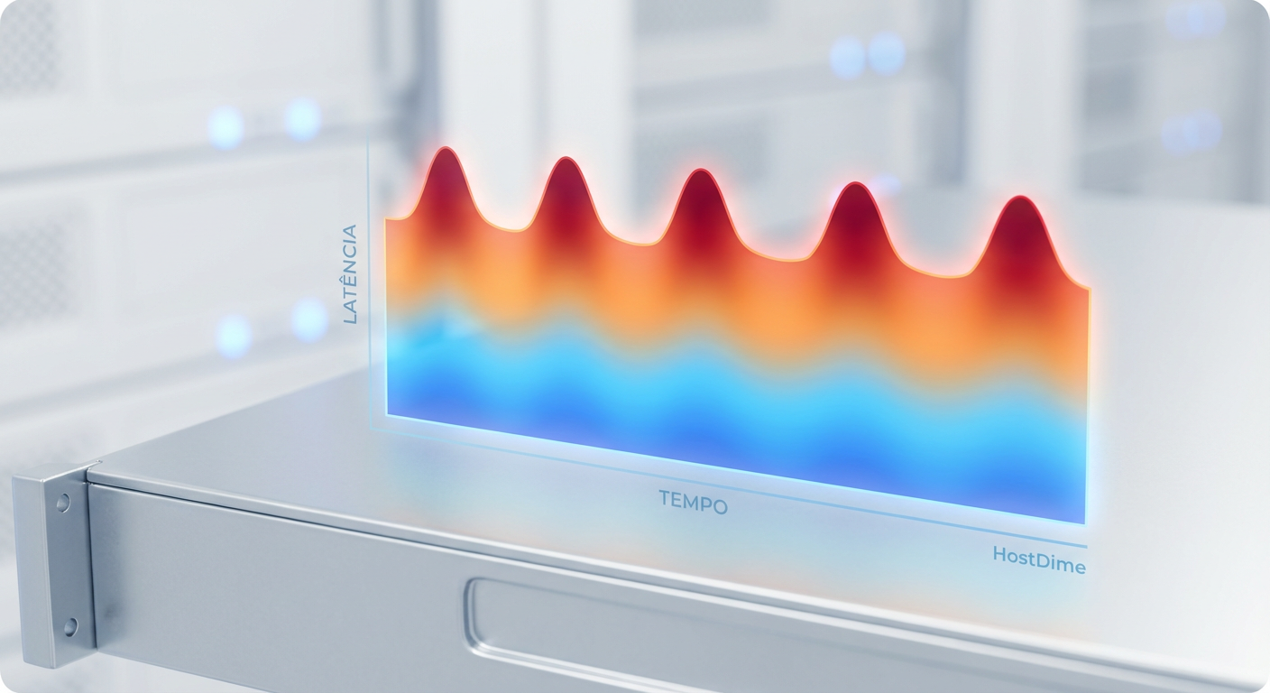 Mapa de calor (Heatmap) revelando padrões de latência de cauda invisíveis em gráficos lineares.