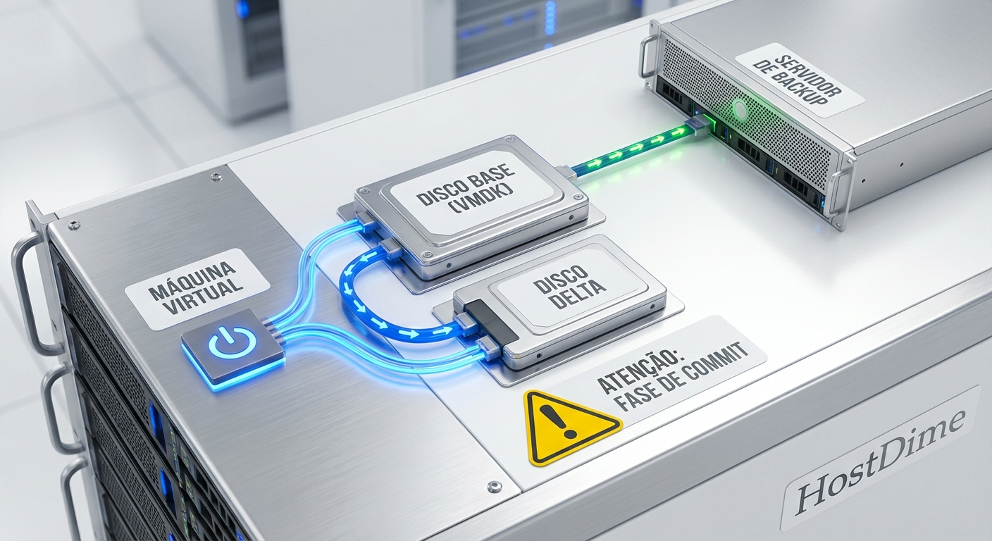Diagrama do fluxo de I/O durante a criação e consolidação de um disco delta no hypervisor