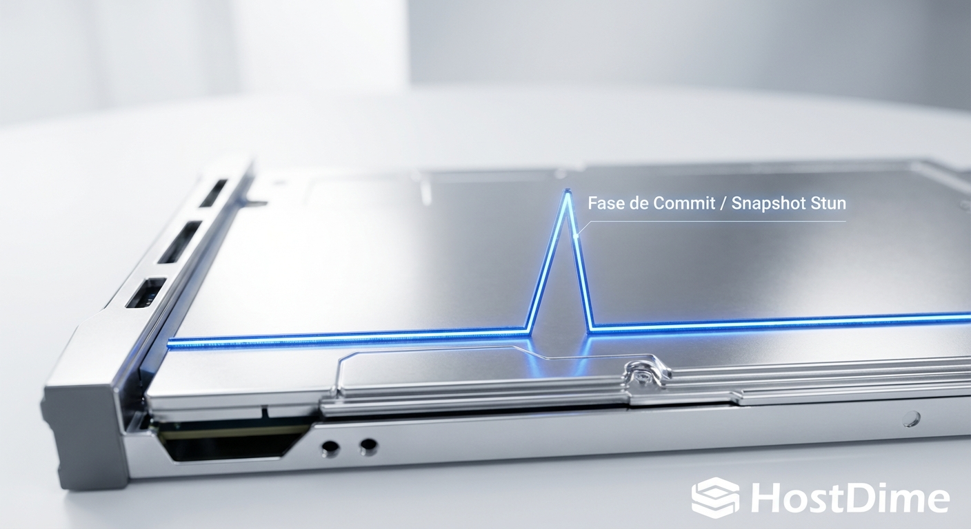 Gráfico de monitoramento evidenciando o pico de latência de cauda durante o commit do snapshot