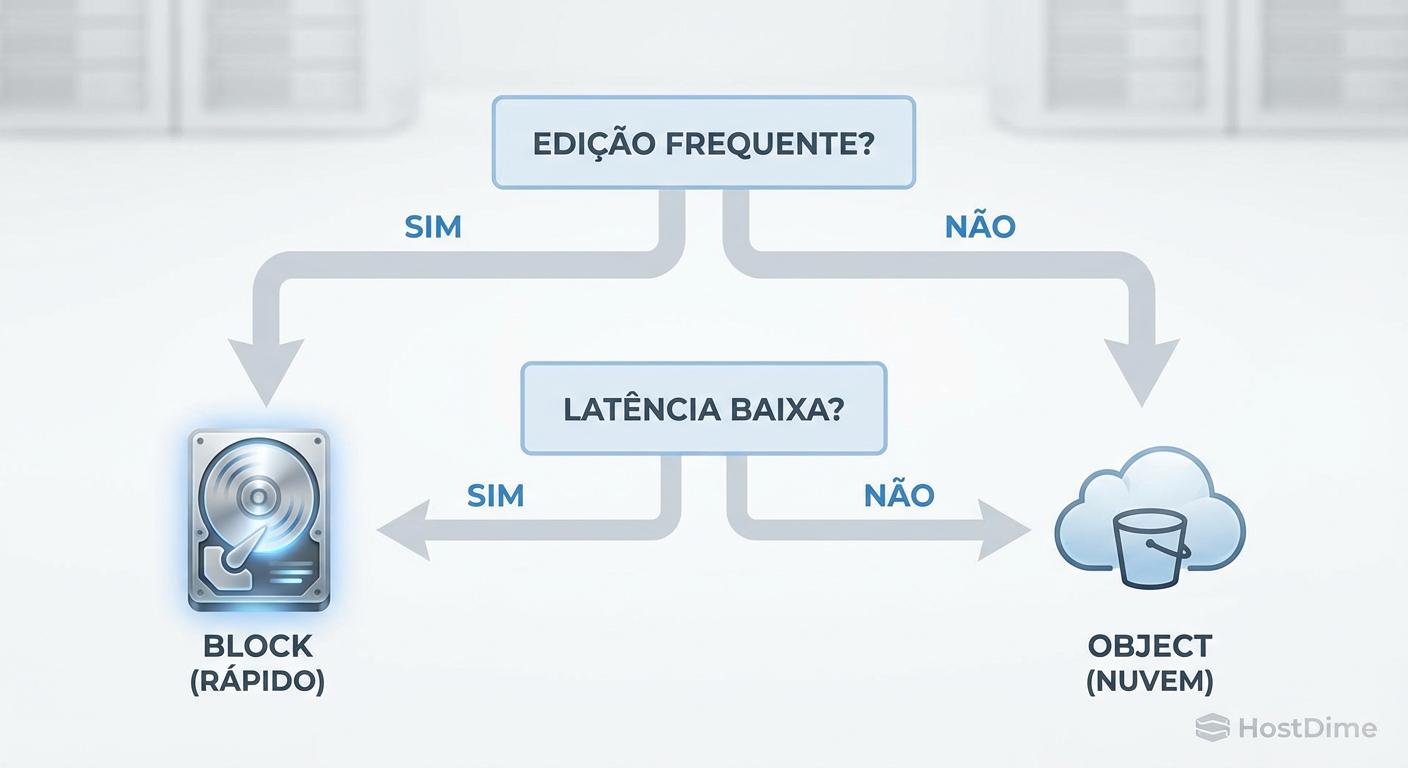 Legenda: Fluxo simplificado para decisão de arquitetura de armazenamento.