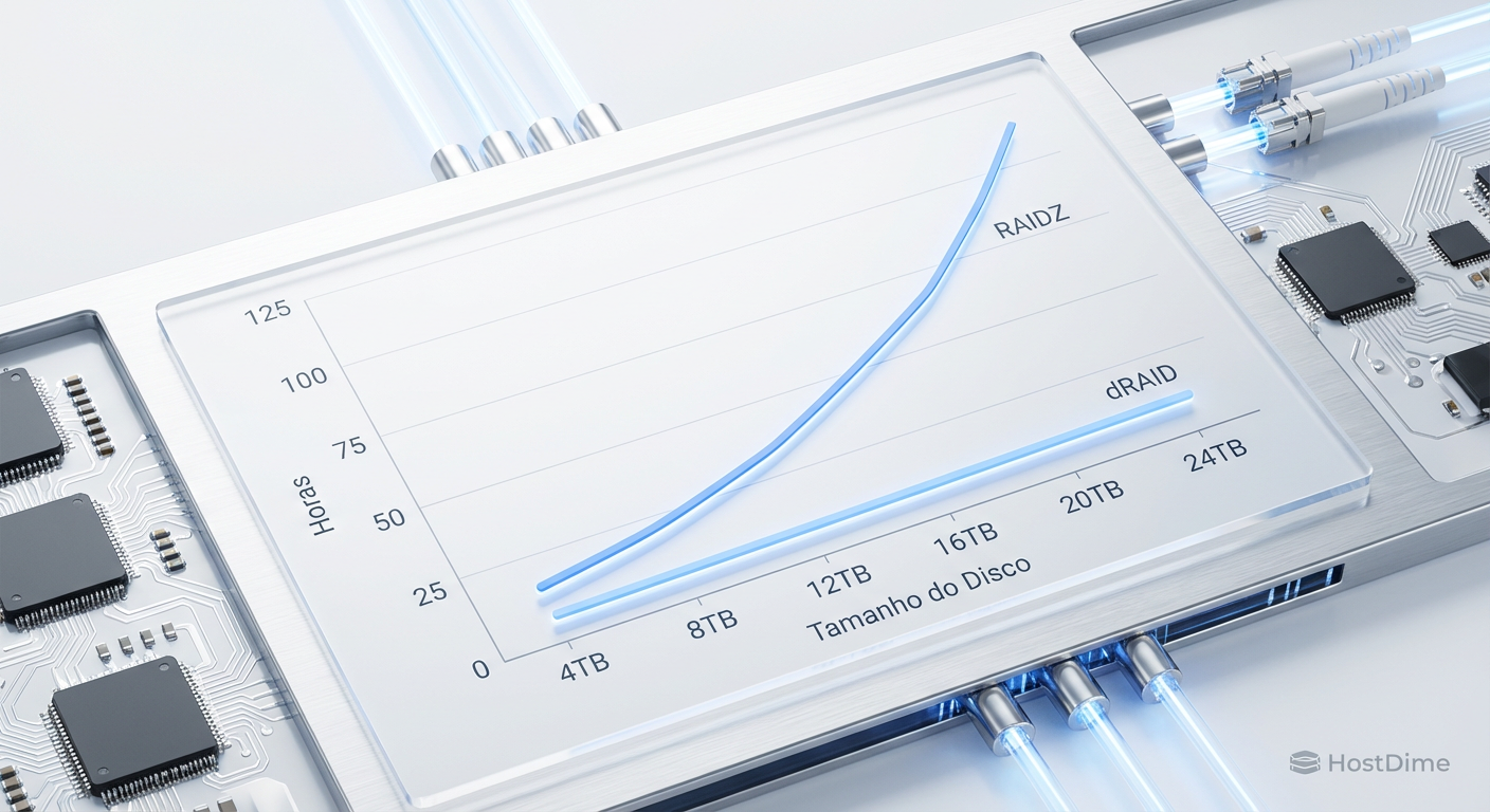 Fig. 2: Projeção de tempo de reconstrução baseada na saturação de IOPS de um único disco.