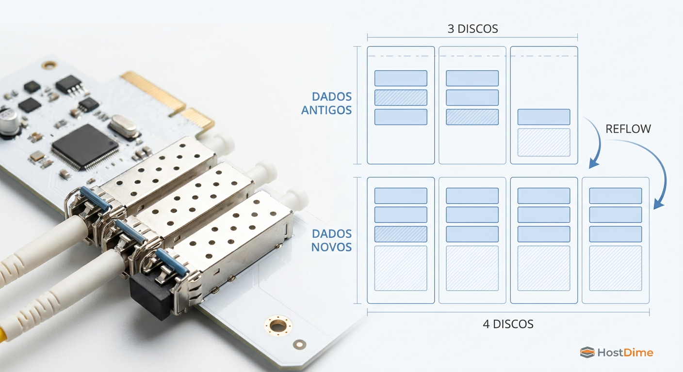 Visualização do layout híbrido: dados antigos mantêm a largura original, enquanto novos dados aproveitam o novo disco.