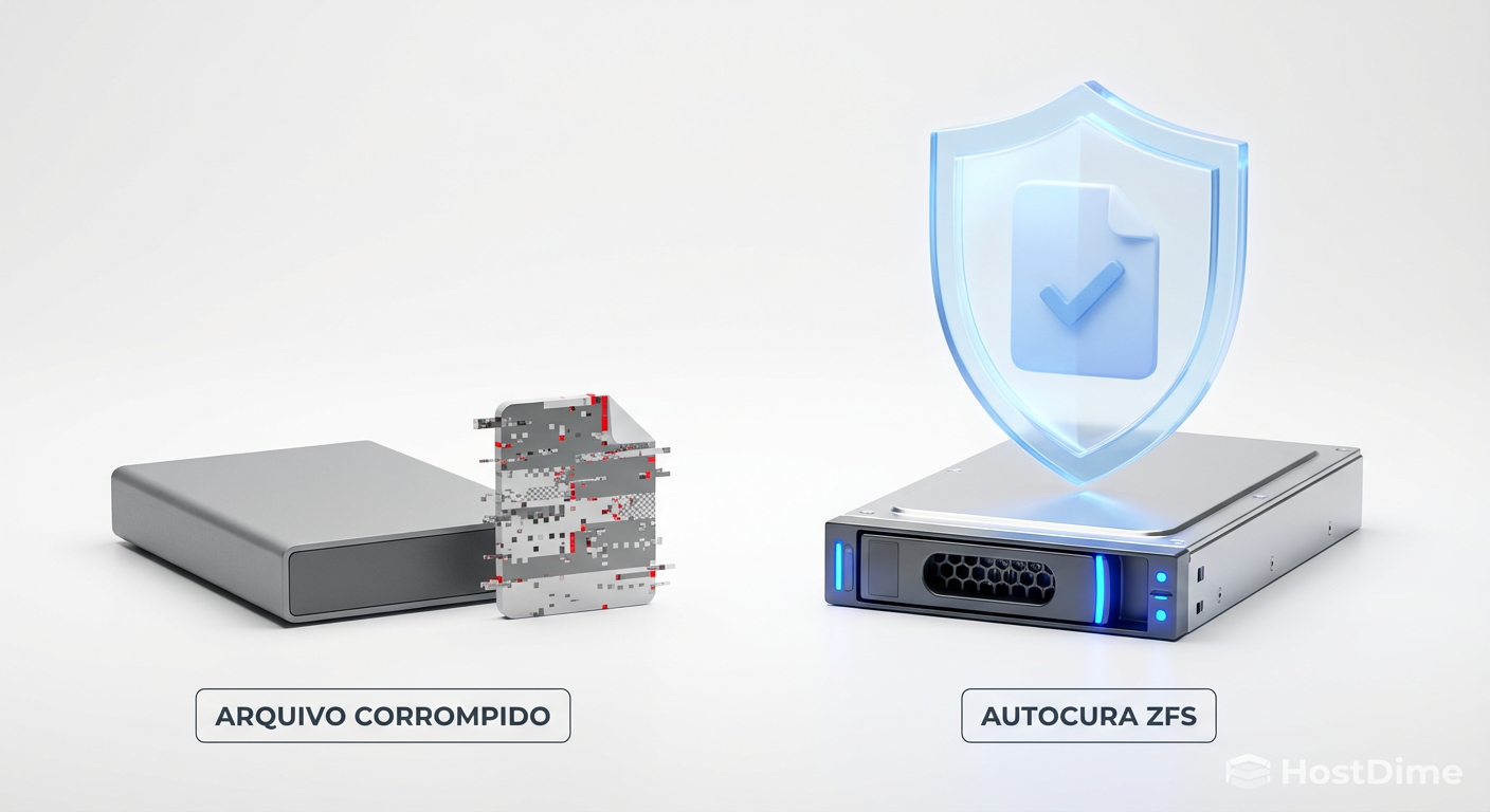 Fig. 3: O pesadelo silencioso do Bit Rot. Sem checksums (como no EXT4), dados corrompidos podem ser lidos como válidos.