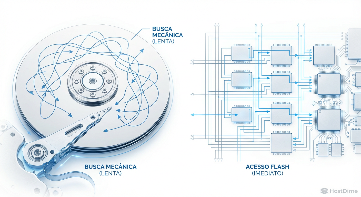 Fig. 1: A física do braço atuador é o gargalo insuperável para operações de metadados randômicos.