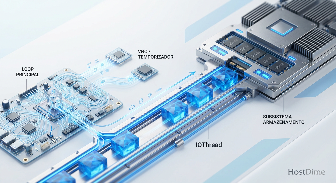 Arquitetura de IOThreads: Segregando o tráfego pesado de armazenamento do loop principal de emulação para garantir consistência.