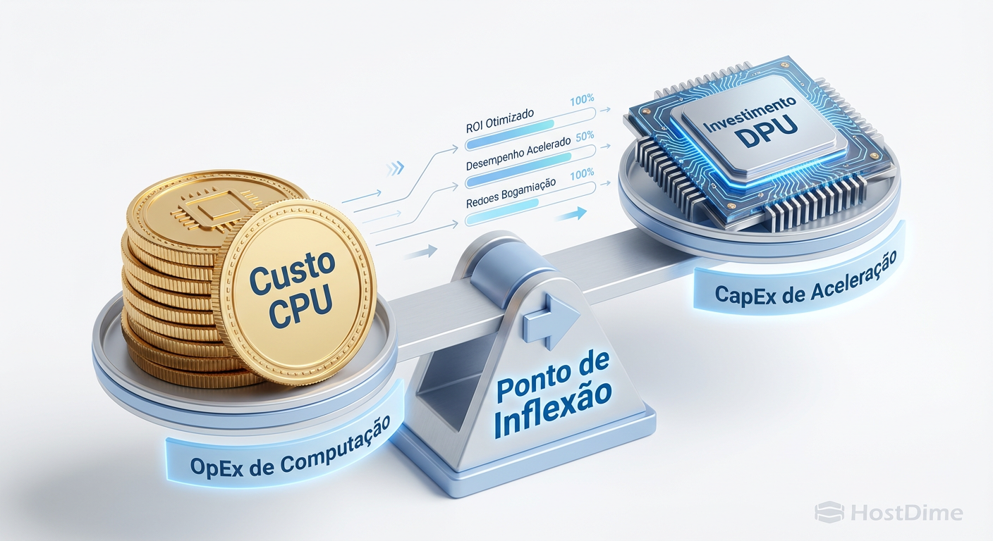 Fig. 3: O cálculo de ROI no planejamento de capacidade. Em redes >100GbE, queimar ciclos de CPU x86 para processar TCP torna-se financeiramente insustentável.
