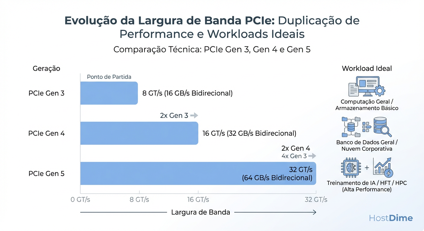 Fig. 1: A evolução da largura de banda e o mapeamento de workloads ideais por geração.