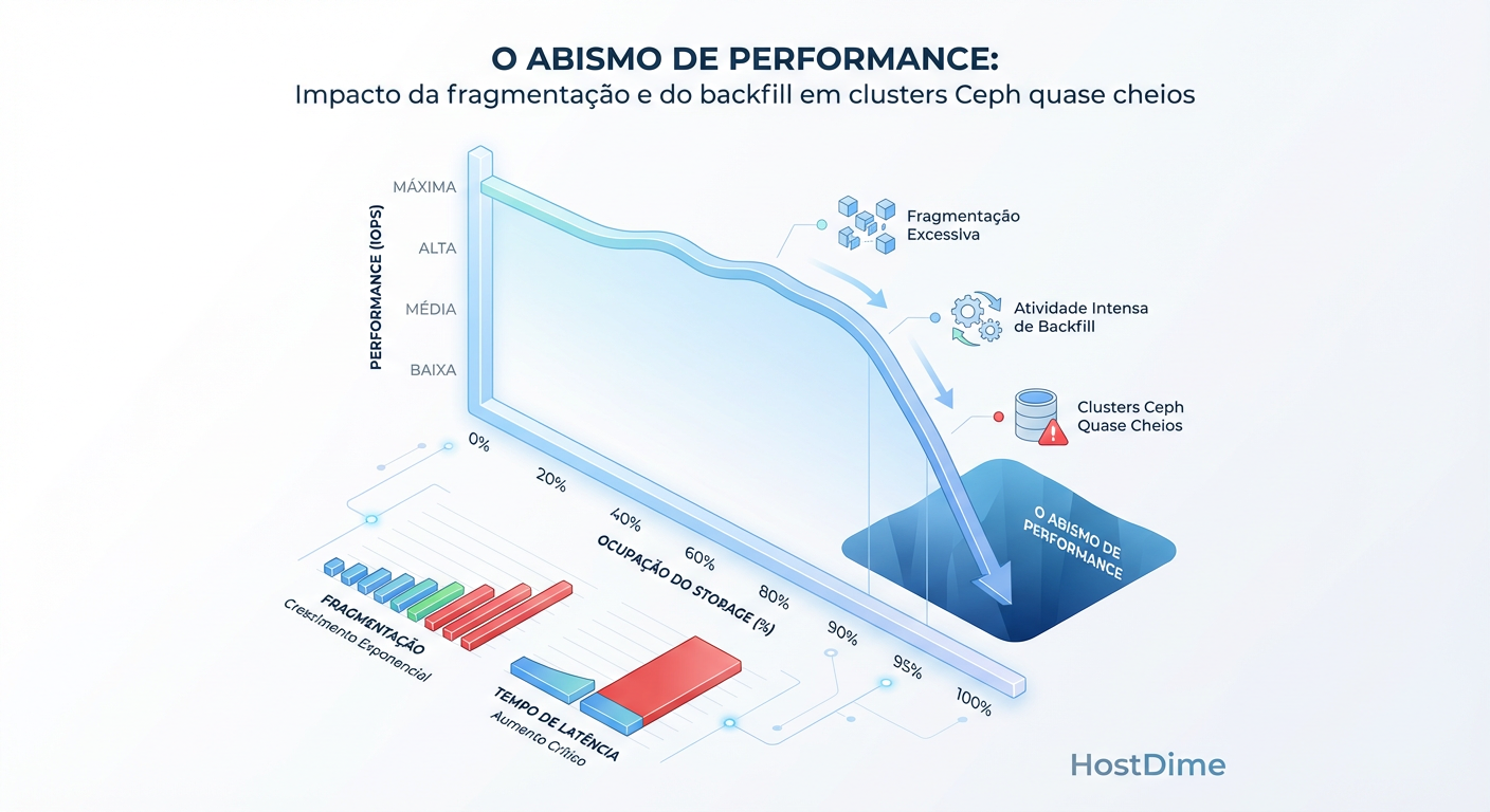 O Abismo de Performance: Impacto da fragmentação e do backfill em clusters Ceph quase cheios