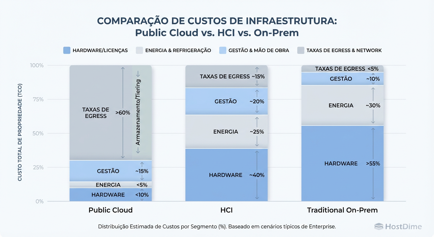 Fig. 1: Decomposição dos componentes de custo no TCO de armazenamento (3 anos).