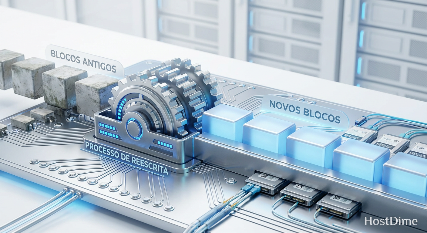A metamorfose dos dados: A reescrita é necessária para transformar blocos antigos e ineficientes em novos blocos otimizados para a nova largura do array.
