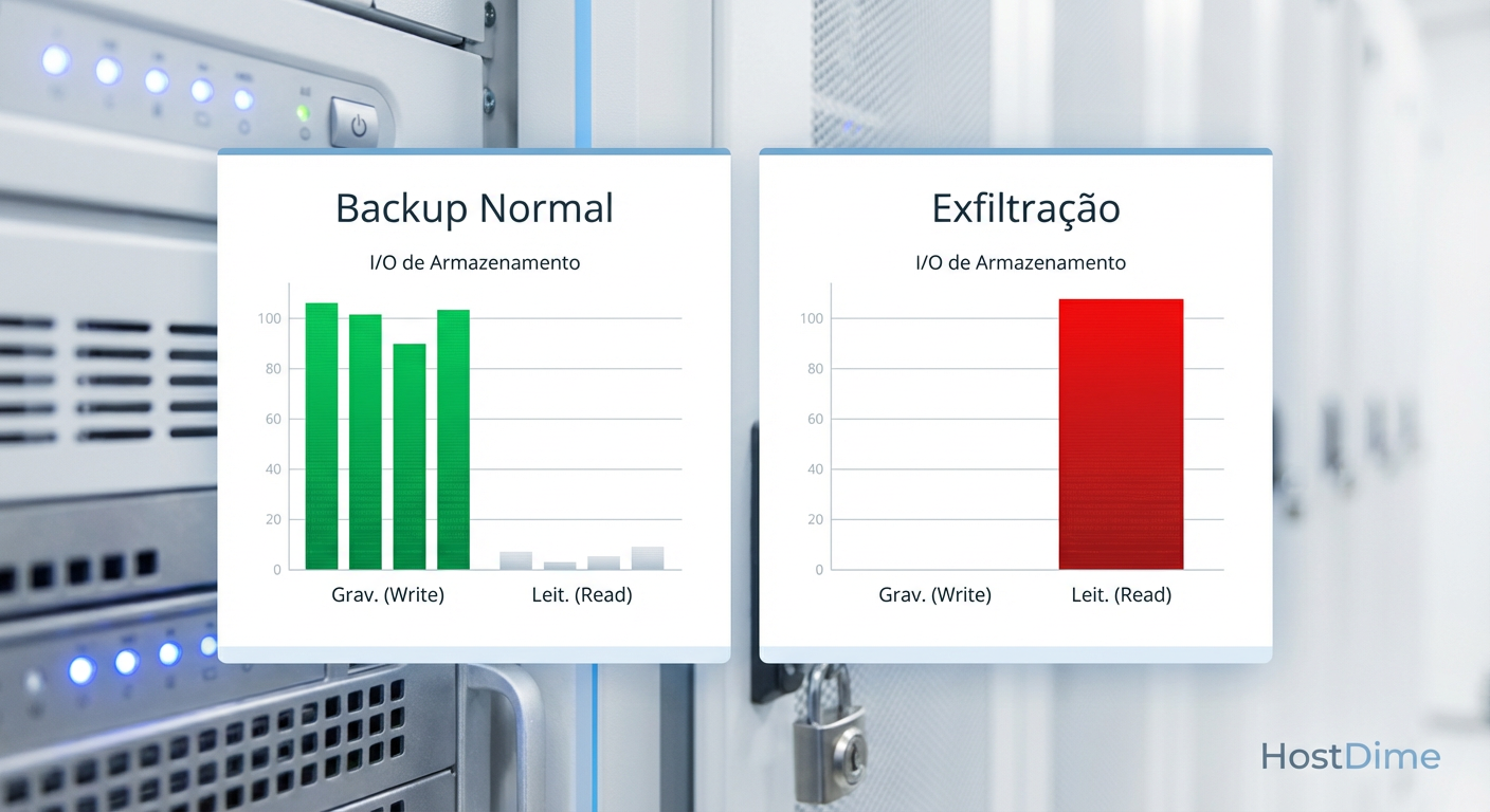 Fig. 2: Assinatura de I/O: a inversão do padrão de tráfego em repositórios de backup durante um ataque de exfiltração.
