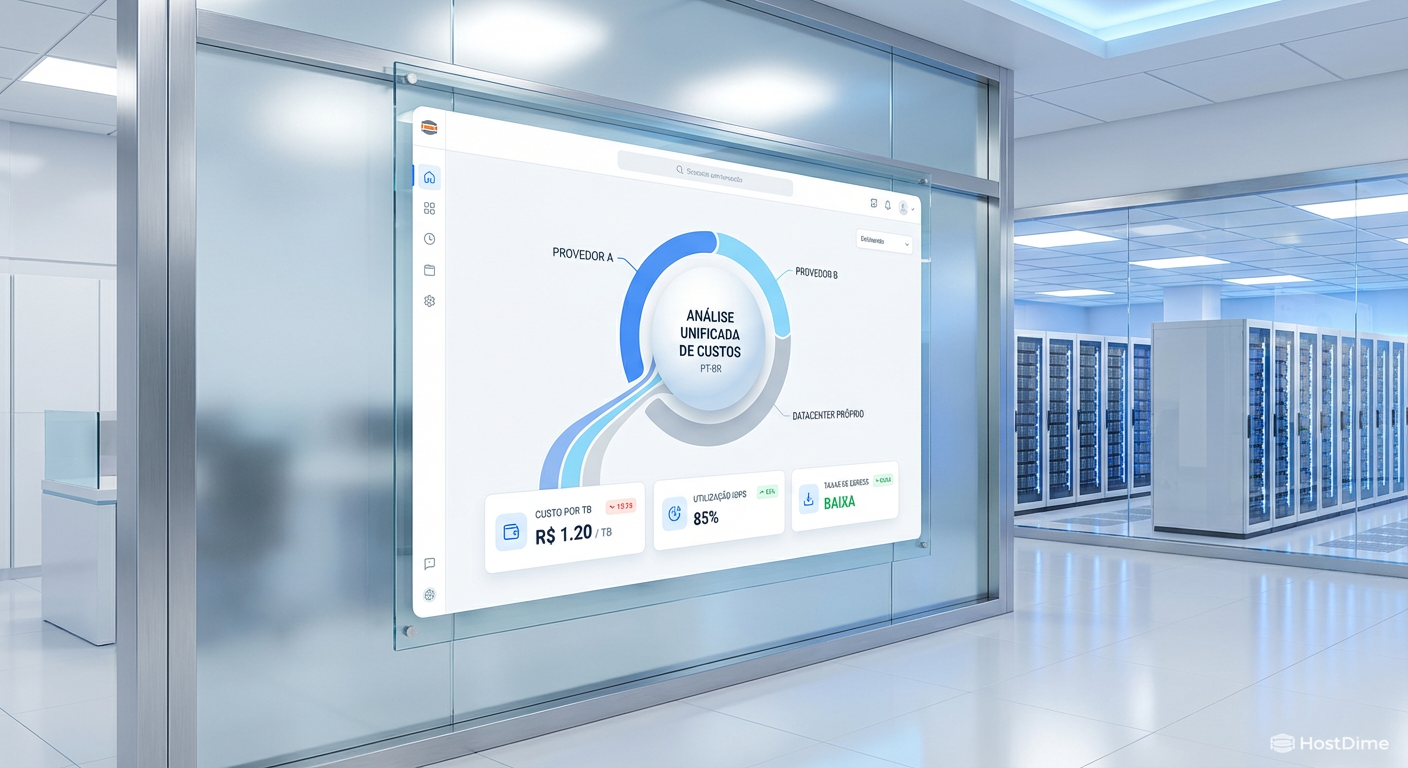 Dashboard unificado demonstrando a normalização de custos entre nuvem e on-premise usando métricas do framework FOCUS.