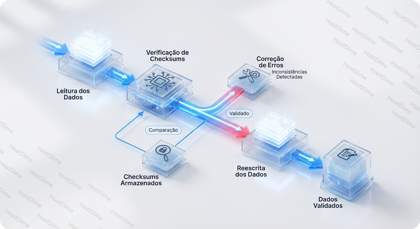 Fluxo do processo de data scrubbing, mostrando a verificação e correção de dados.
