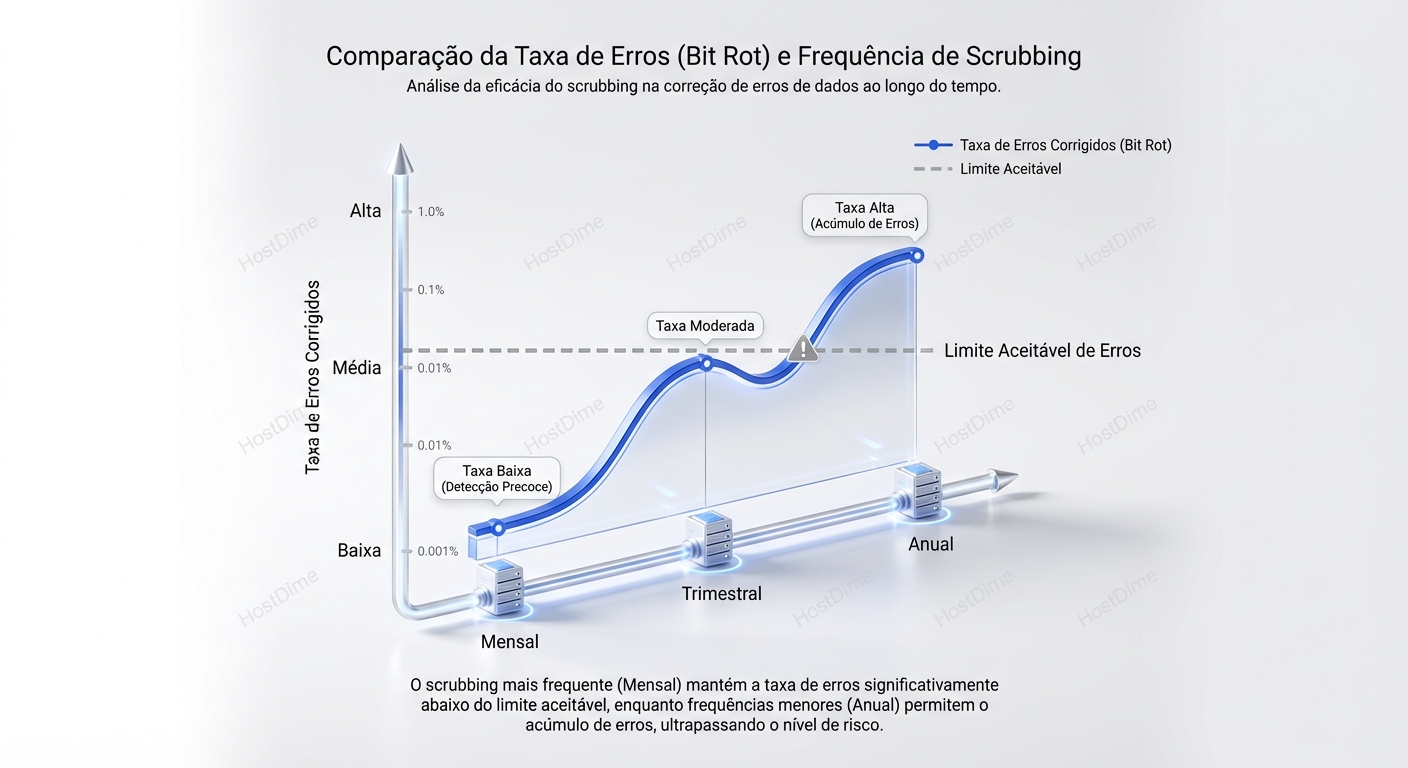 Impacto da frequência de scrubbing na taxa de erros corrigidos.