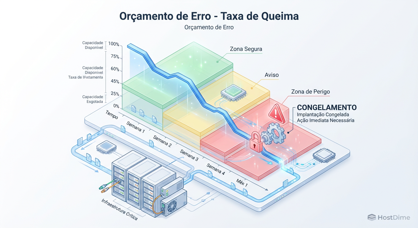 Fig 2. O consumo do Orçamento de Erro. Quando a linha cruza a zona vermelha, a estabilidade torna-se a única prioridade.