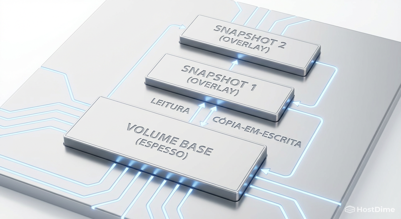 Fig 1. A anatomia de uma 'Volume Chain': cada snapshot adiciona uma camada de redirecionamento de I/O.