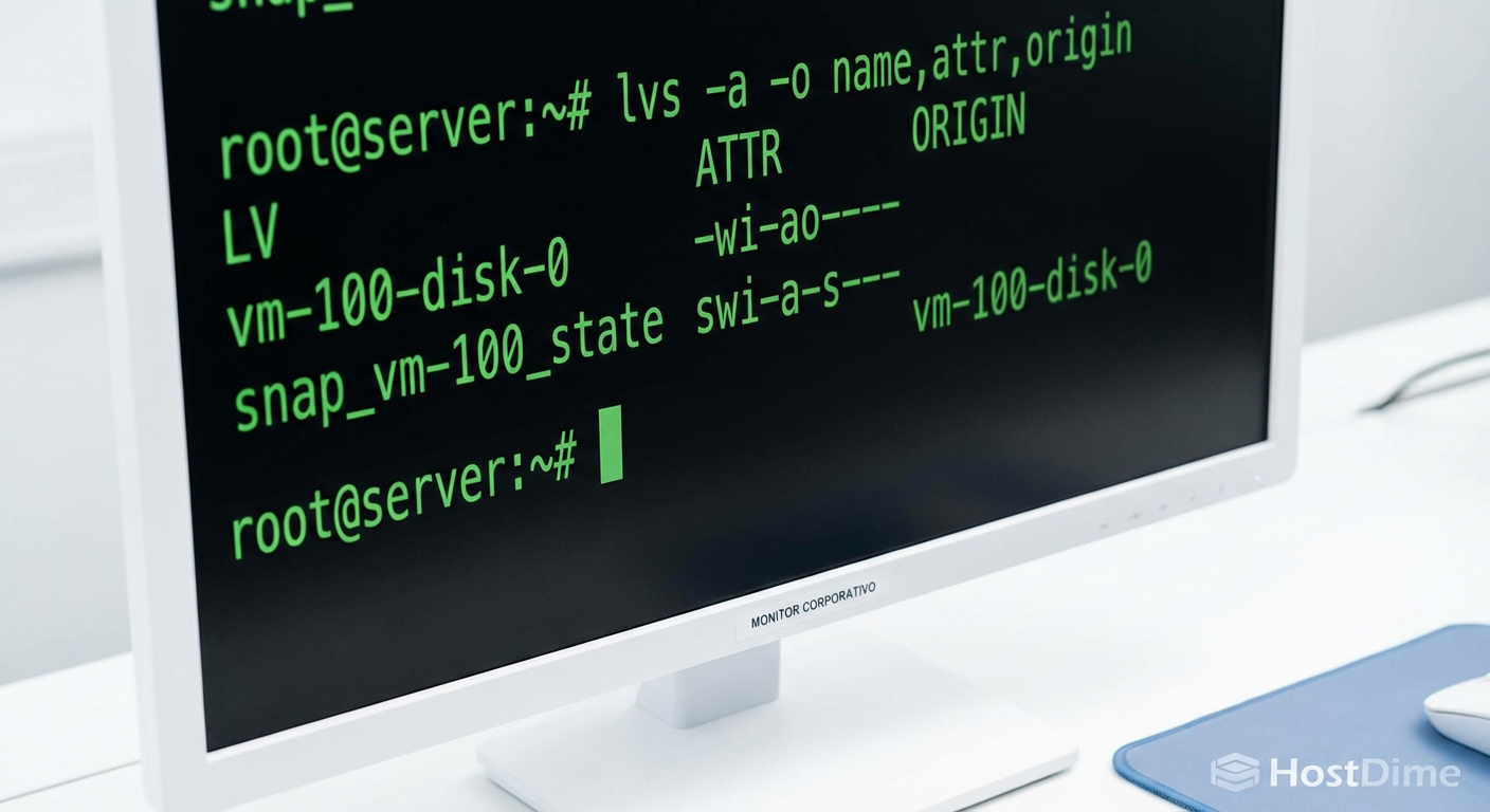 Fig 2. O que a GUI esconde: o comando lvs revela os volumes ocultos criados para sustentar a cadeia.