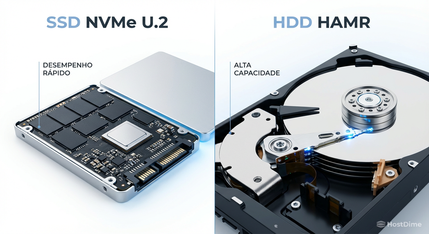 Comparativo visual entre a arquitetura de estado sólido de alta densidade e a complexidade mecânica da gravação magnética assistida por calor.