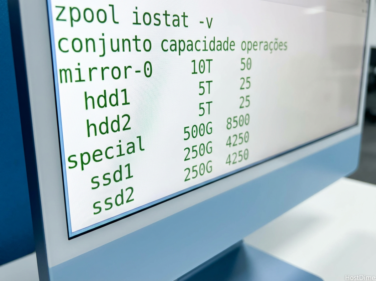 Fig 2. O 'zpool iostat' não mente: note como a carga de IOPS (operações por segundo) é absorvida quase inteiramente pelo vdev especial.