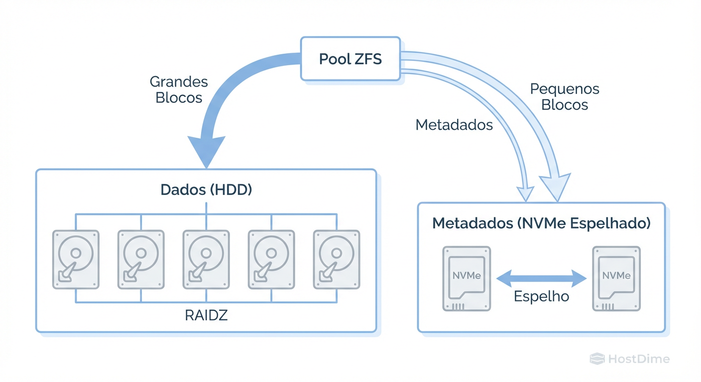 Fig. 1: Segregação física de I/O baseada no tipo de bloco (Tiering Nativo).