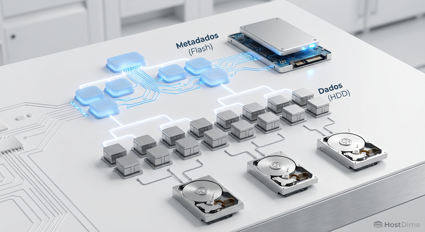 Fig. 1: A separação física de metadados e dados transformando a árvore de ponteiros do ZFS.