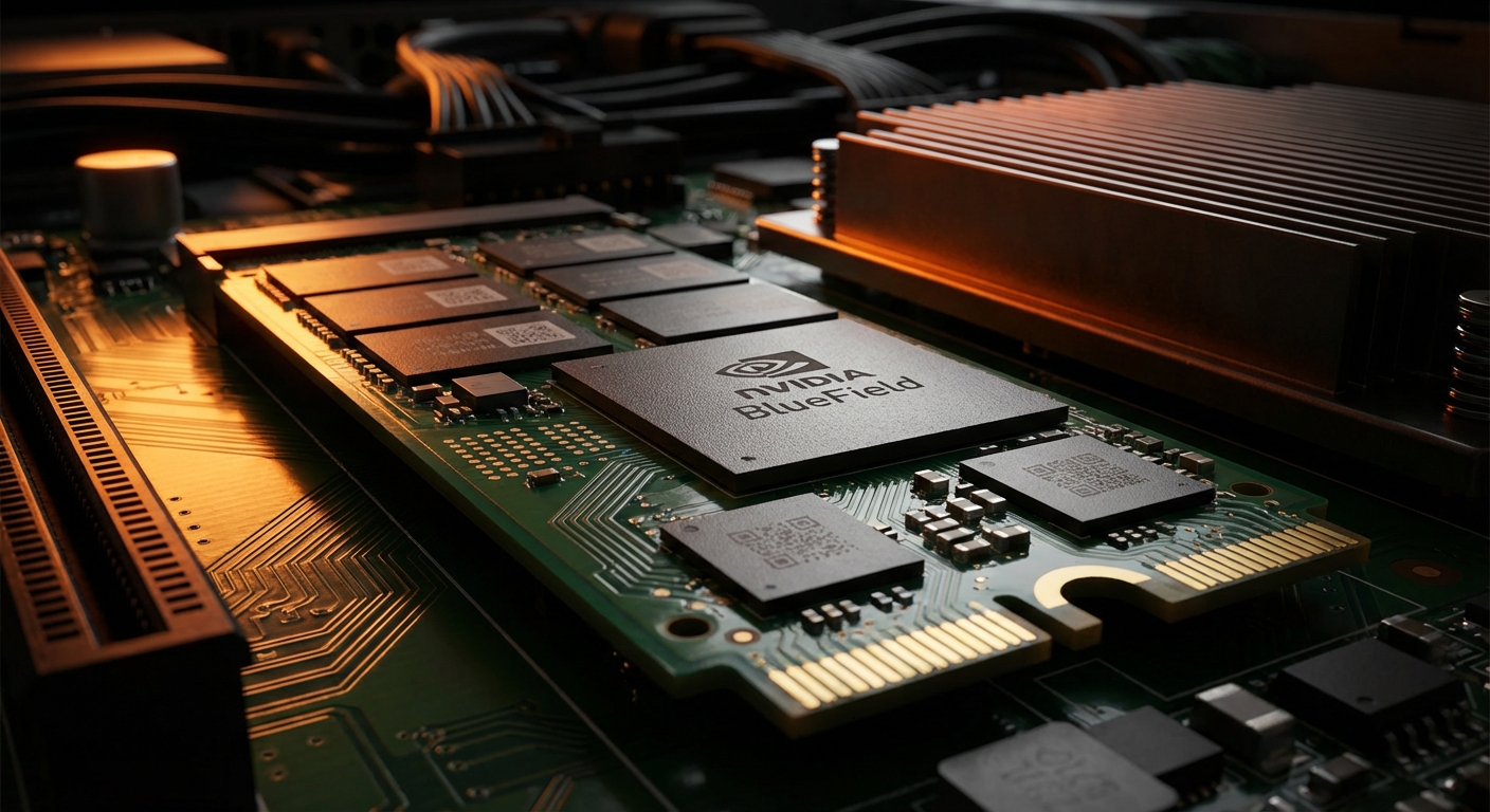 SSD NVMe M.2 moderno instalado em slot de placa-mãe de servidor