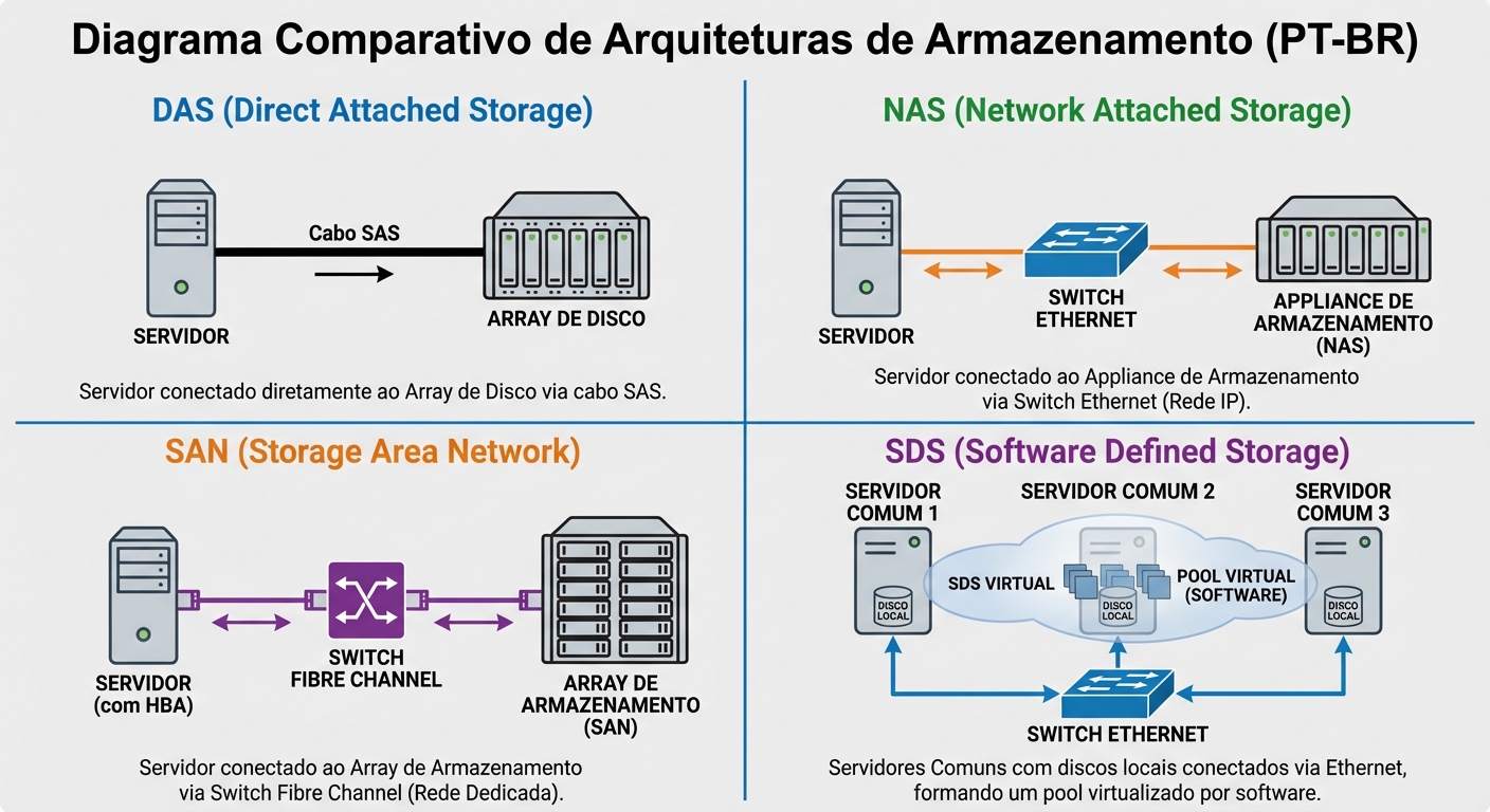 Arquiteturas de Armazenamento: DAS, NAS, SAN e SDS