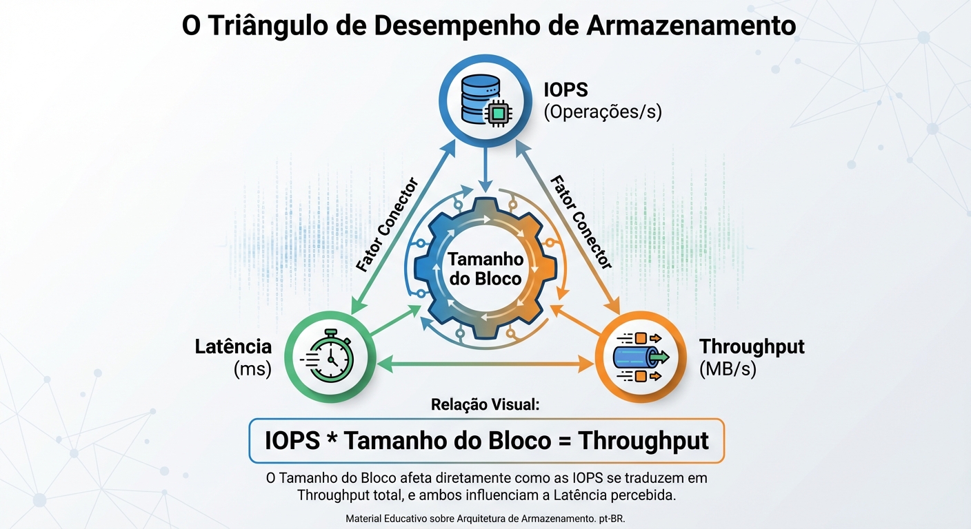 Triângulo de Performance: IOPS, Throughput e Latência