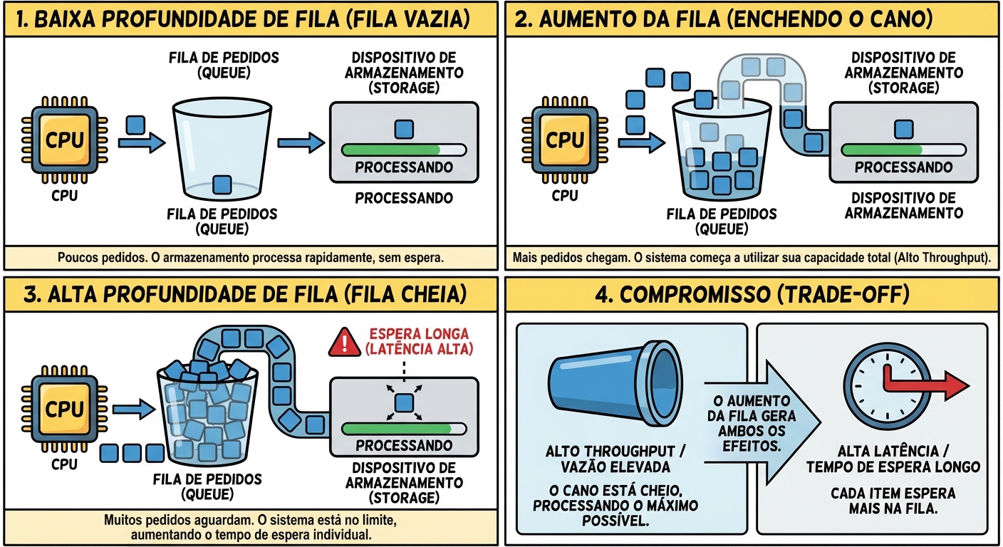 Visualização da fila de I/O e seu impacto